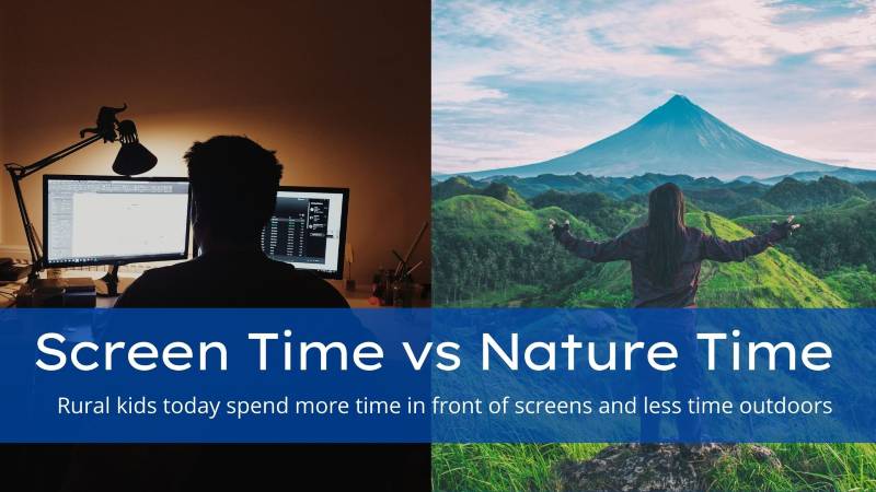 Screen Time vs Nature Time – i.e Rural kids today spend more time in front of screens and less time outdoors